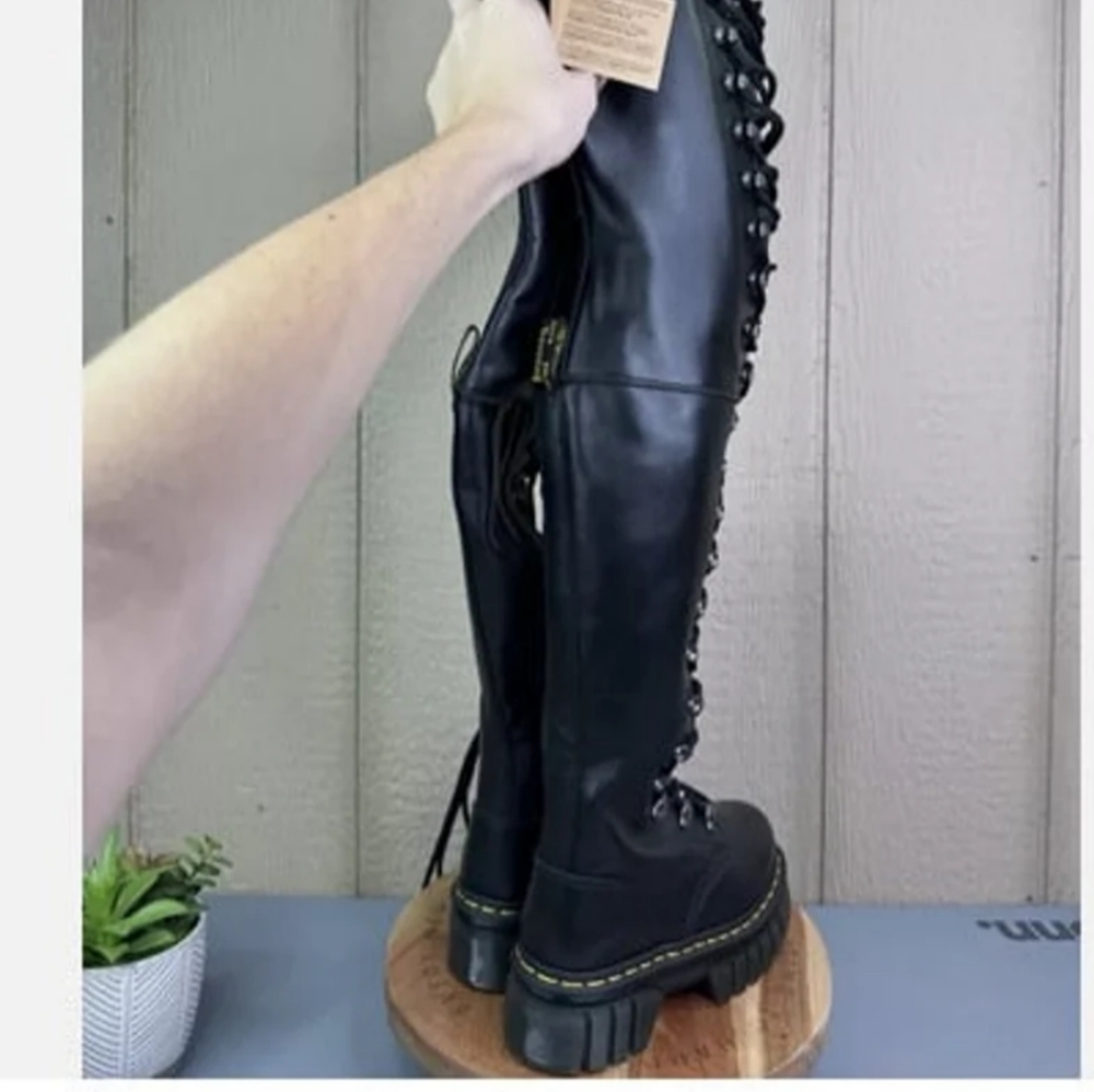 COSPLAY RARE Dr. Martens 22-Eye All Leather Thigh-high Platform Boots Size11 NIB - Picture 8 of 13